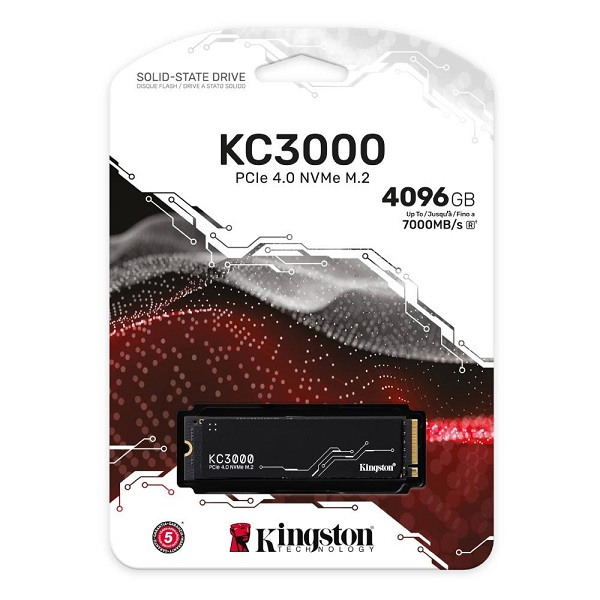 Imagen del Kingston disco kingston de estado solido ssd 4tb kc3000 m.2 2280 nvme pci-e p/n skc3000d/4096g 4TB PCIe 3.0
