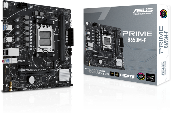 Asus M/B sAM5 (AMD) - Asus Prime B650M-F - 2x - 1x M.2  - HDMI - m-ATX AM5 B650