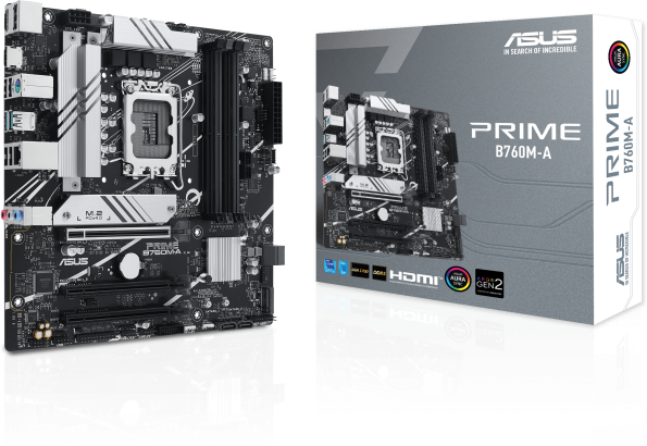 Imagen del Asus M/B LGA s1700 (Intel) - Asus Prime B760M-A - 4x - 2x M.2  - DisplayPort/HDMI - m-ATX LGA1700 B760