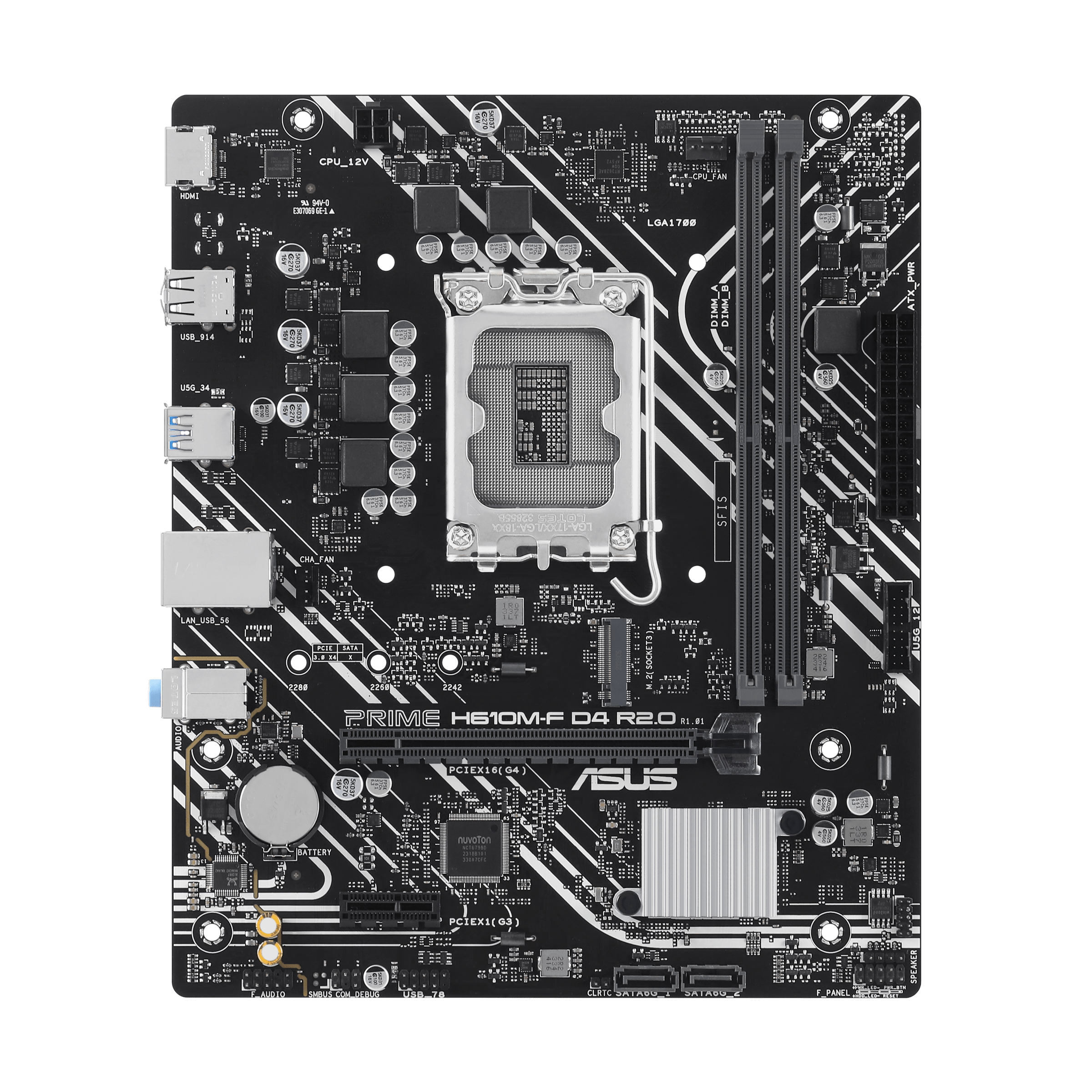 Imagen del Asus PRIME H610M-F D4 R2.0, Socket , 2x , 1x M.2, GbE LGA1700 H610