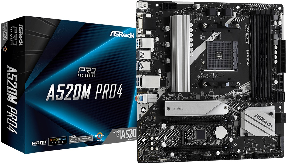 Imagen del Asrock M/B ASROCK A520M PRO4 AM4 A520