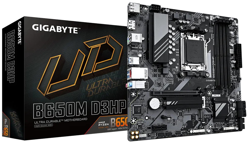 Imagen del Gigabyte B650M D3HP AX AM5, 4800/7600MHz, M.2 x2, MicroATX. AM5 B650