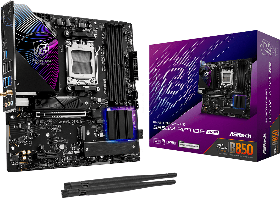 Imagen del Asrock AMD AM5 B850M | ASRock Riptide WiFi | mATX AM5 B850