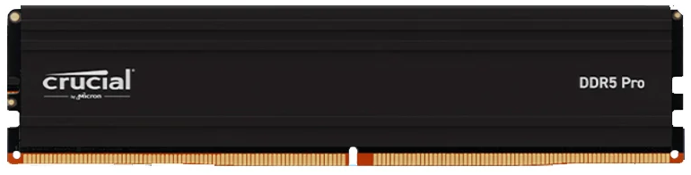 Imagen del memoria udimm crucial pro ddr5 16gb 5600mhz cl46 con disipador negro p/n cp16g56c46u5