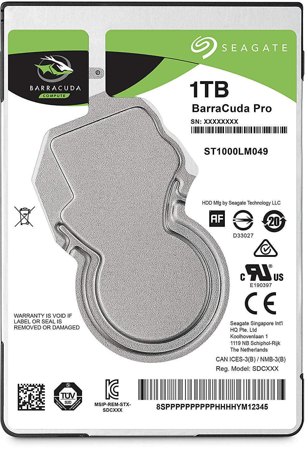 Seagate Disco Duro Seagate Barracuda Pro 1TB 2.5″ 7mm 7200 RPM SATAIII 6 Gb/s 128MB 1TB 7200RPM 2.5"