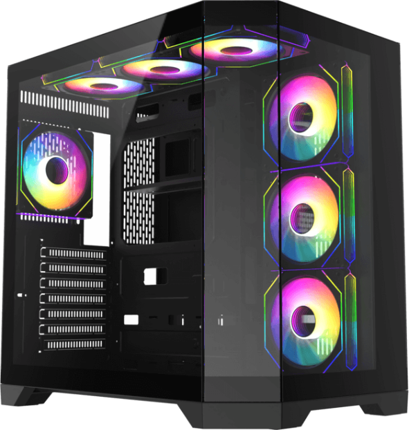 GAMEMAX - GameMax HYPE-A BK - ATX - Negro - Sin Fuente - Incluye 4 FAN 120MM ATX