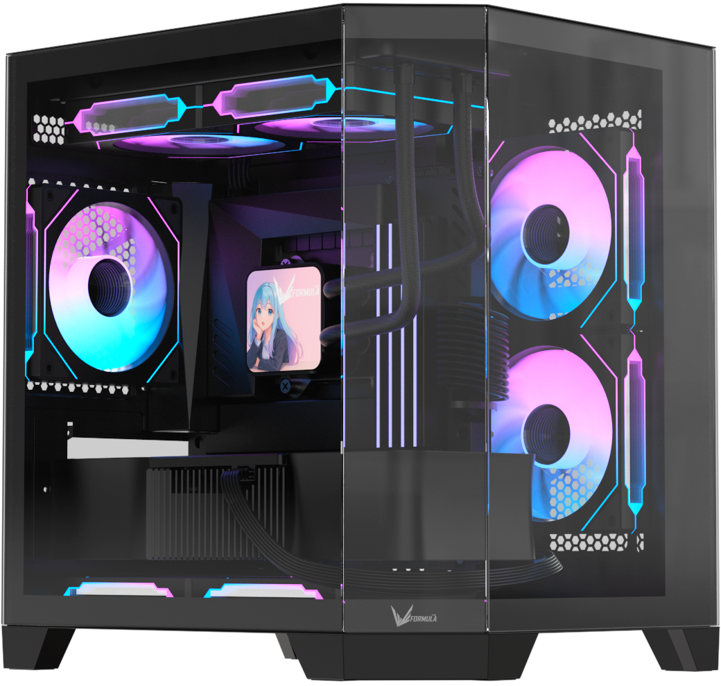 FORMULA V LINE - Formula V Line Crystal Z6M Floe - S/Fuente - mATX - White (Incluye 1 Fan Trasero - 2 Fan Laterales) Micro ATX