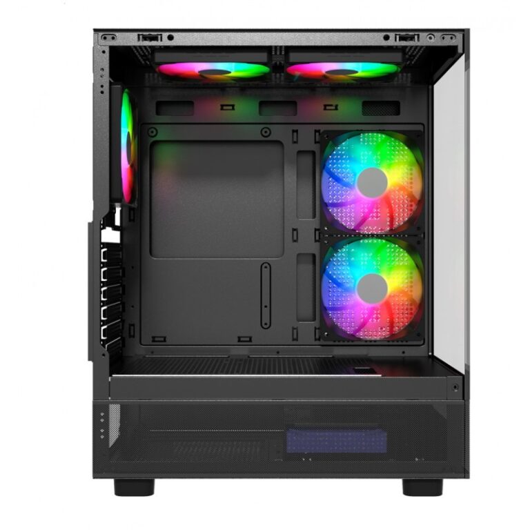 AIRFLOW - Airflow Hurricane Mini - S/Fuente - ATX - Negro - Incluye 5 ventiladores RGB de 120 mm ATX