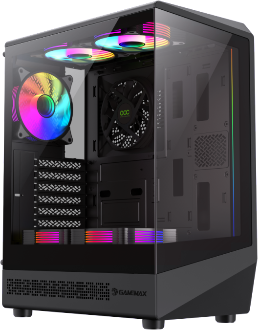 GAMEMAX - GameMax VISTA COC White - ATX - Blanco - Sin Fuente - Incluye 5 FAN 120MM ATX