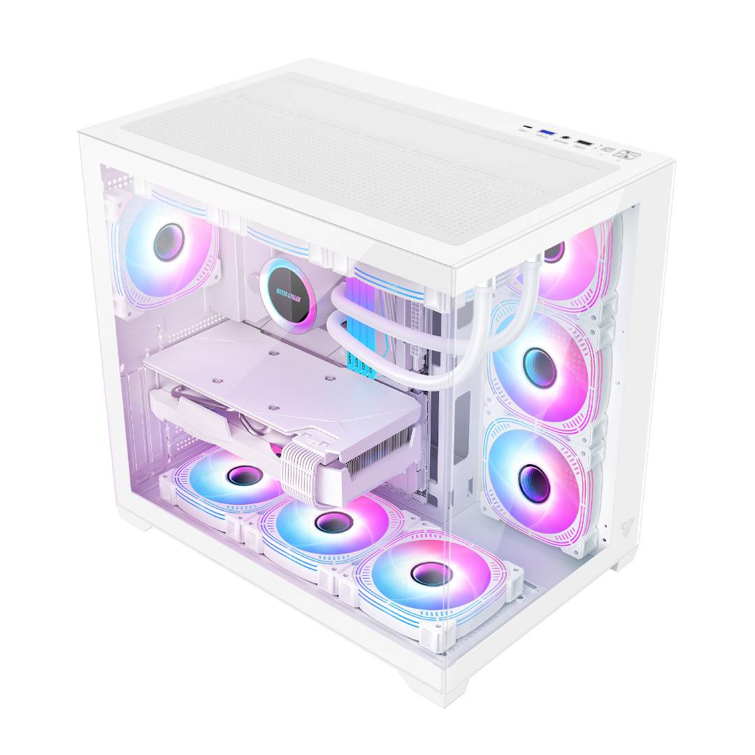 FANTECH - Fantech Lumina CG85 RGB - S/Fuente - White - ATX (Incluye 6 Fan 120mm ARGB) ATX