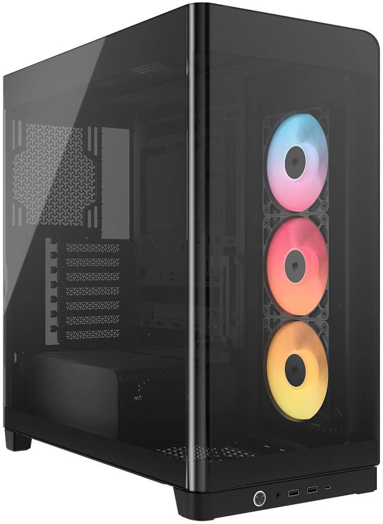 CORSAIR FRAME 4500X – Mid Tower, Vidrio panorámico curvado, Soporte E-ATX, 3× ventiladores RS-R ARGB incluidos, USB-C frontal – Negro [CC-9011314-WW] E-ATX