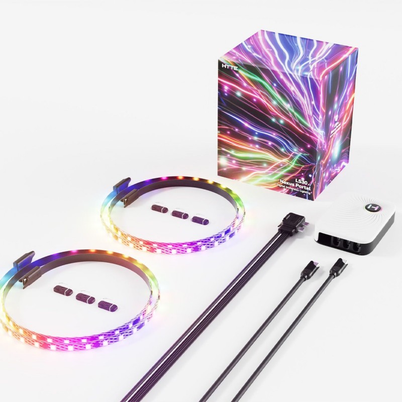 HYTE LS30 qRGB Light Strips & Nexus Portal NP50 Bundle Digital Immersion Lighting 1MT (x2 Pack) ATX