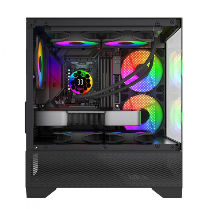 AIRFLOW 10D10 MAX BLACK USB-C 3X 120MM FAN RGB Controlable M-ATX 1X USB 3.0 1X USB-C 1X USB 2.0 GPU 345MM Micro ATX