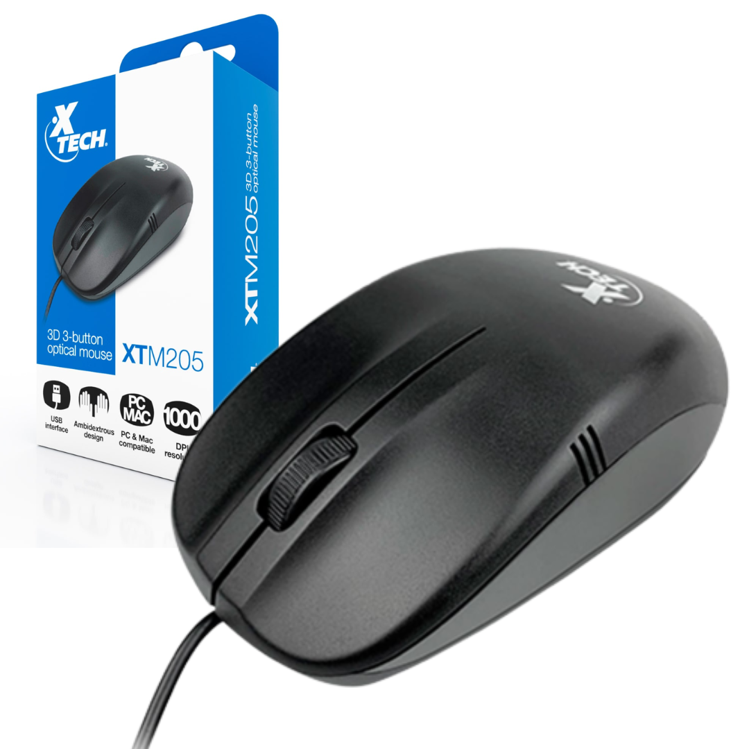 Xtech Mouse  Optico USB 3 botones 1000DPI Alámbrico 1000DPI