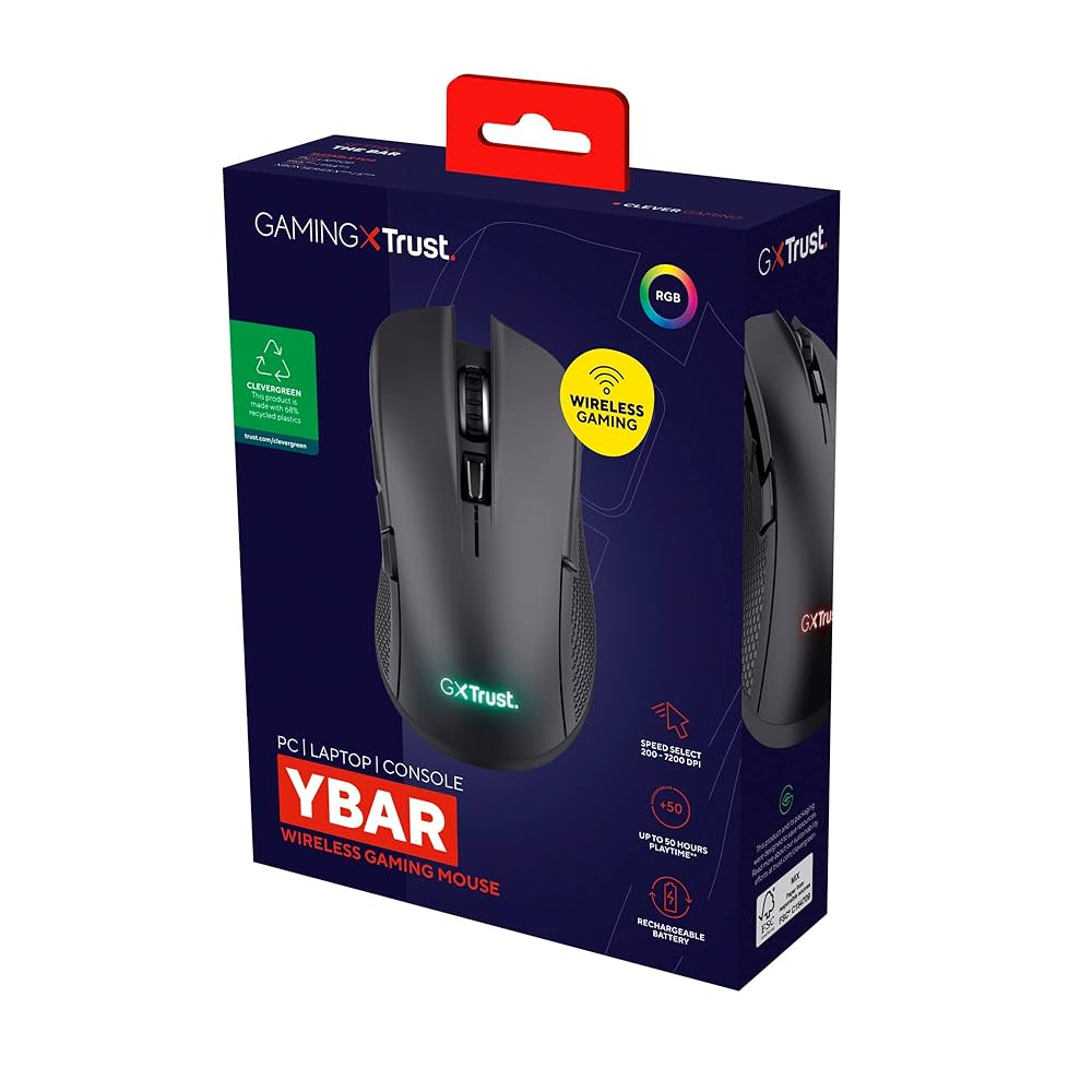Trust Mouse Gamer Inalámbrico Ybar GXT 923 Ecológico RGB Inalámbrico 7200DPI